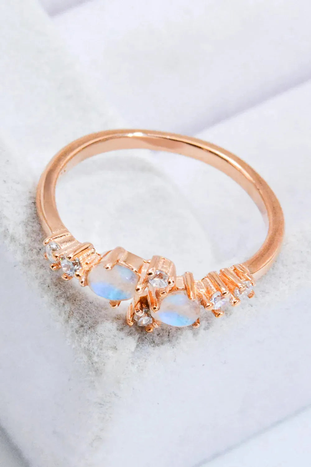 Natural Moonstone and Zircon Open Ring Moonstone - Tophatter Daily Deals